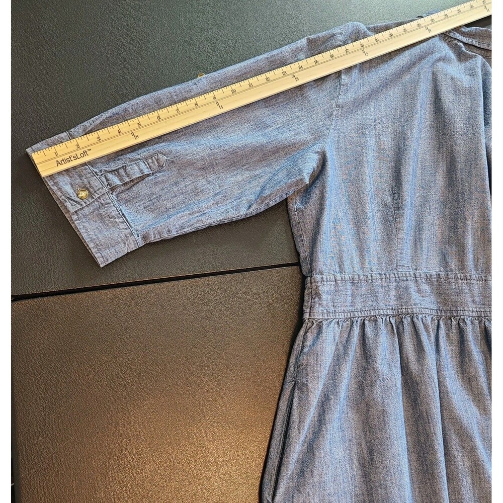 Old Navy Chambray Shirt Dress Blue Jean Pockets Sz 18 Boho Coastal Cowgirl - Picture 9 of 10